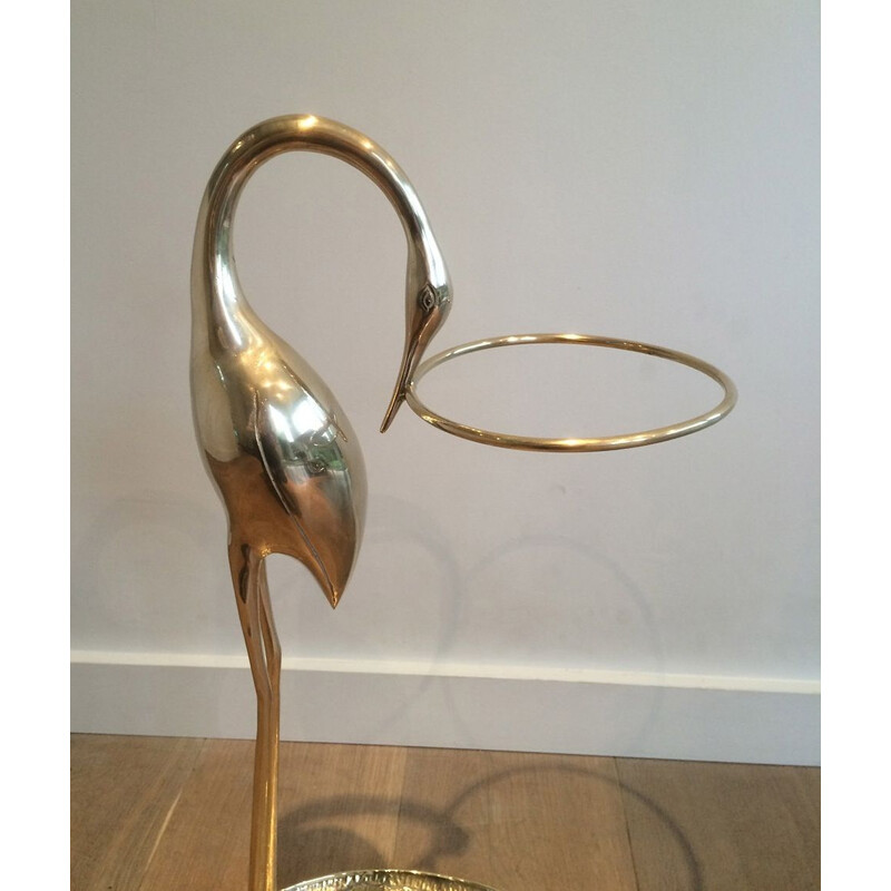 Vintage Brass Umbrella Stand Au Héron 1970