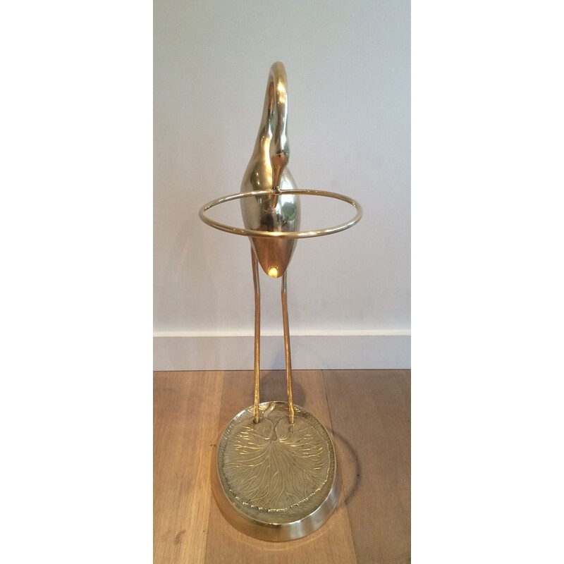 Vintage Brass Umbrella Stand Au Héron 1970