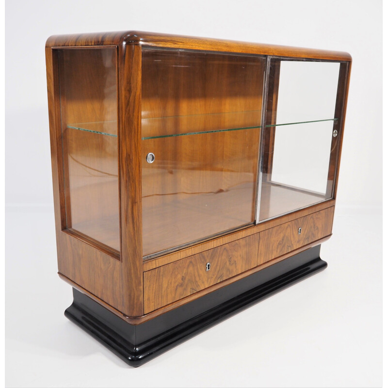 Armoire de bar Vintage en placage de noyer Art Déco par Jindřich Halabalafor pour UP Závody, 1930