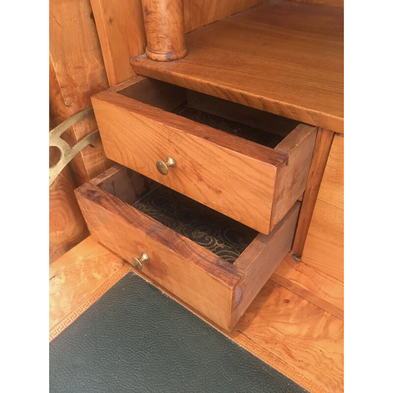 Vintage empire burr walnut secretary with detached columns, 1930