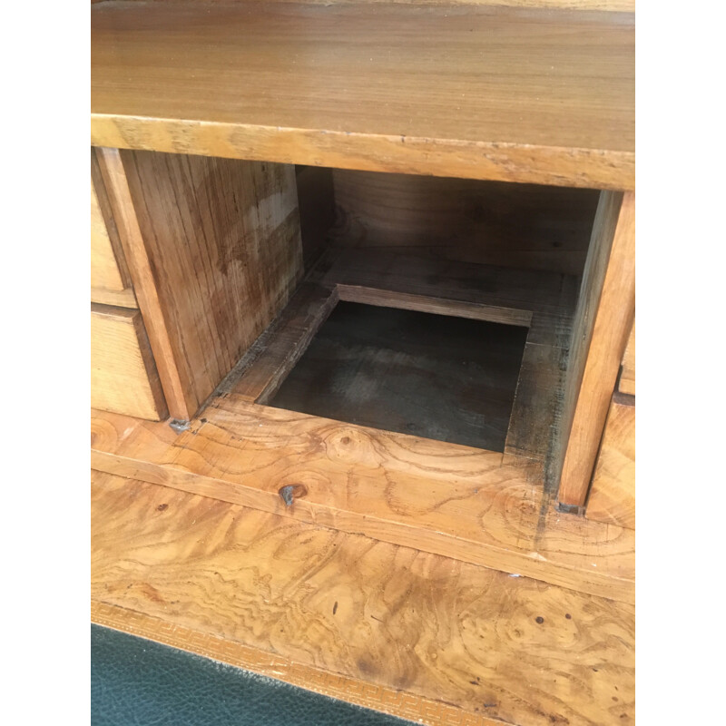 Vintage empire burr walnut secretary with detached columns, 1930