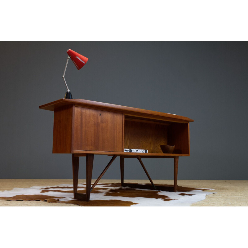 Vintage Teak Modern Boomerang desk by Peter Lovig Nielsen Scandinavian 1956