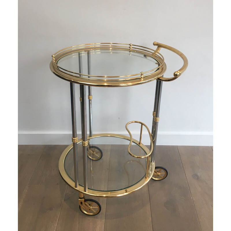 Mesa de enrolar Vintage em patina de metal dourado, 1970