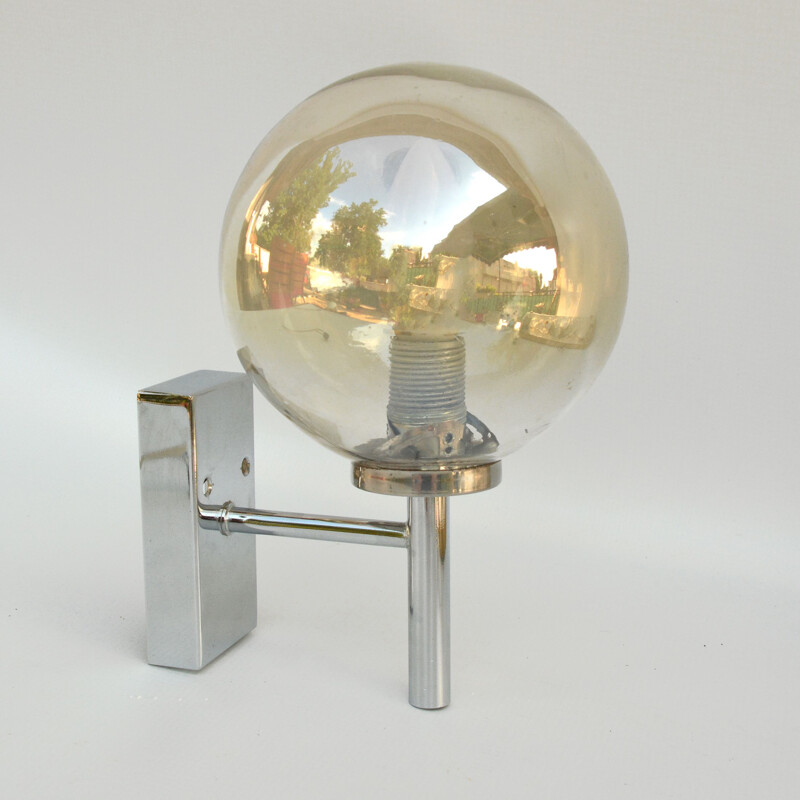 Vintage Smoke glass wall lamp, Sweden 1970s