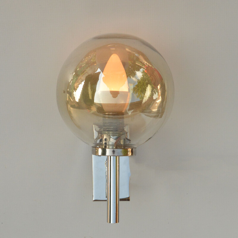 Vintage Smoke glass wall lamp, Sweden 1970s