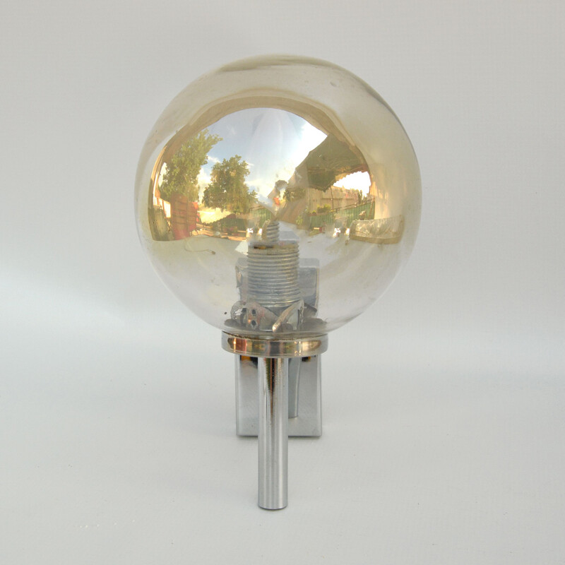 Vintage Smoke glass wall lamp, Sweden 1970s