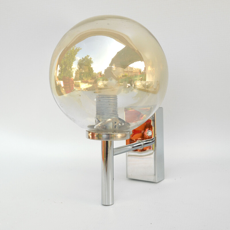 Vintage Smoke glass wall lamp, Sweden 1970s