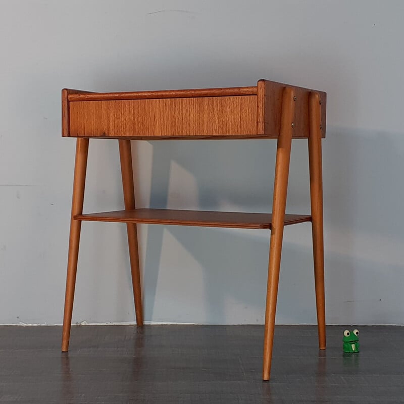 Vintage Scandinavian 1 Drawer Teak Bedside Table, Norwegian 1960s