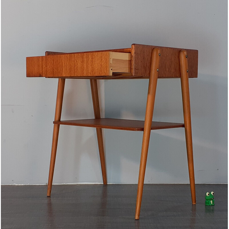 Vintage Scandinavian 1 Drawer Teak Bedside Table, Norwegian 1960s