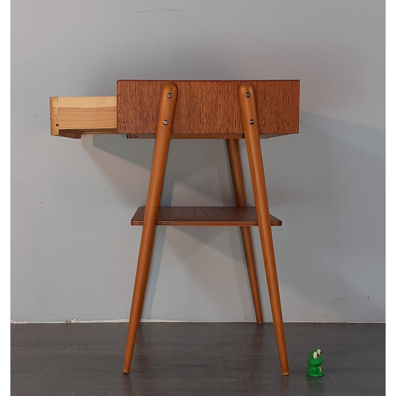 Vintage Scandinavian 1 Drawer Teak Bedside Table, Norwegian 1960s