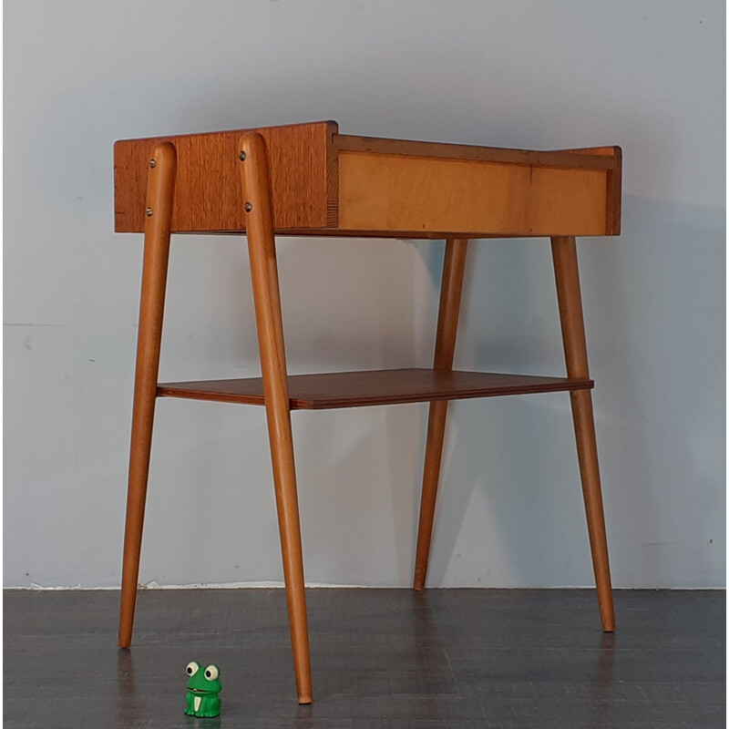 Vintage Scandinavian 1 Drawer Teak Bedside Table, Norwegian 1960s