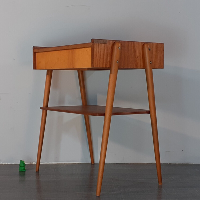 Vintage Scandinavian 1 Drawer Teak Bedside Table, Norwegian 1960s