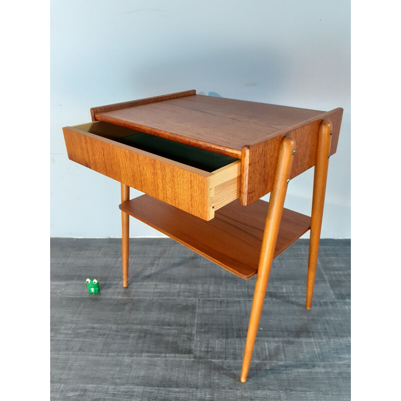Vintage Scandinavian 1 Drawer Teak Bedside Table, Norwegian 1960s