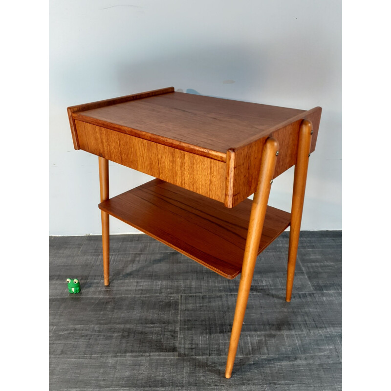 Vintage Scandinavian 1 Drawer Teak Bedside Table, Norwegian 1960s