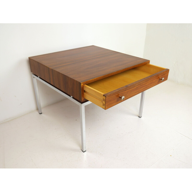 Vintage Walnut Side Table with Drawer from Wilhelm Renz, Germany, 1960s