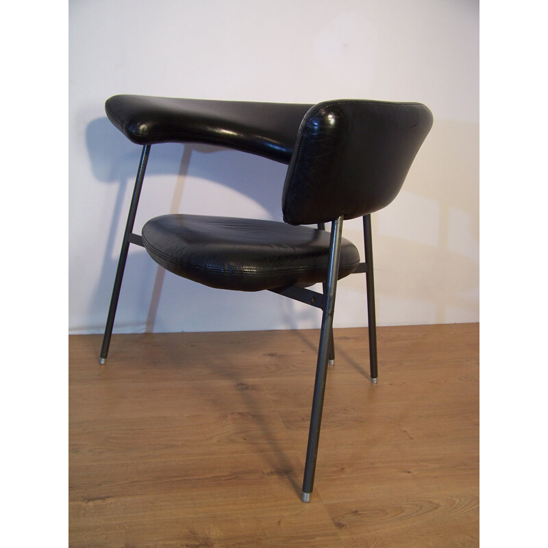 Leolux Divi Divi lounge chair in leather and metal, Mark Van Tilburg - 1990s