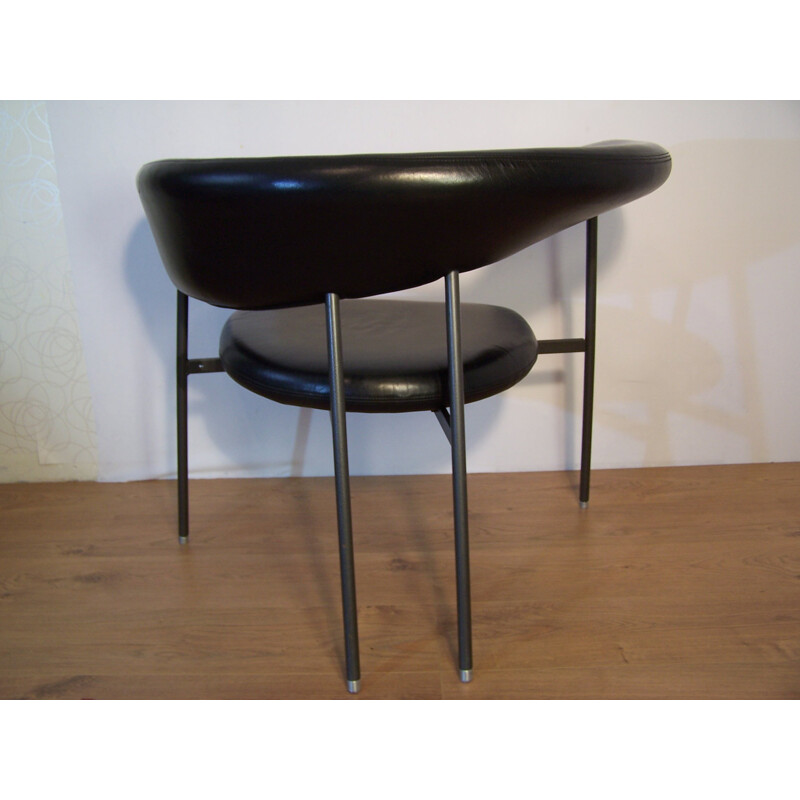 Leolux Divi Divi lounge chair in leather and metal, Mark Van Tilburg - 1990s