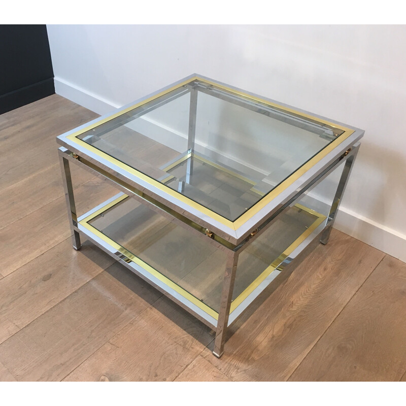 Vintage chrome and brass side table 1970