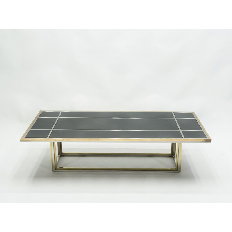 Vintage chrome and brass coffee table by Romeo Rega for Metalarte, 1970