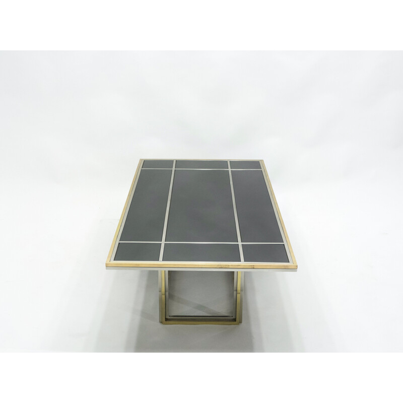 Vintage chrome and brass coffee table by Romeo Rega for Metalarte, 1970