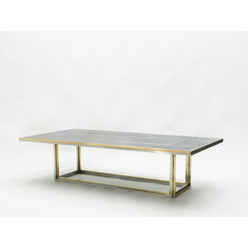 Vintage chrome and brass coffee table by Romeo Rega for Metalarte, 1970