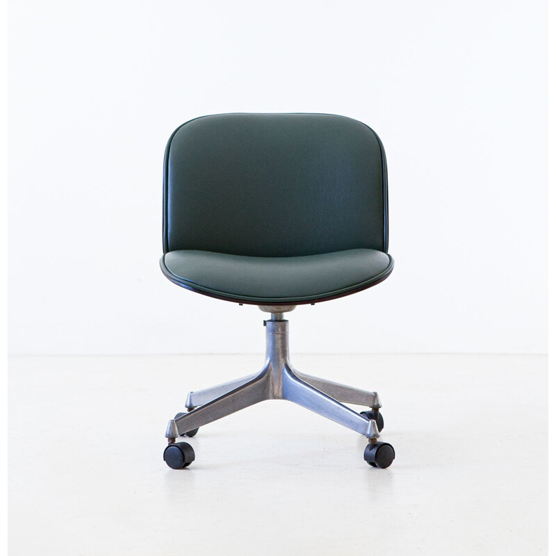 Vintage Green Skai Swivel Desk Chair by Ico Parisi for MIM Roma, 1950