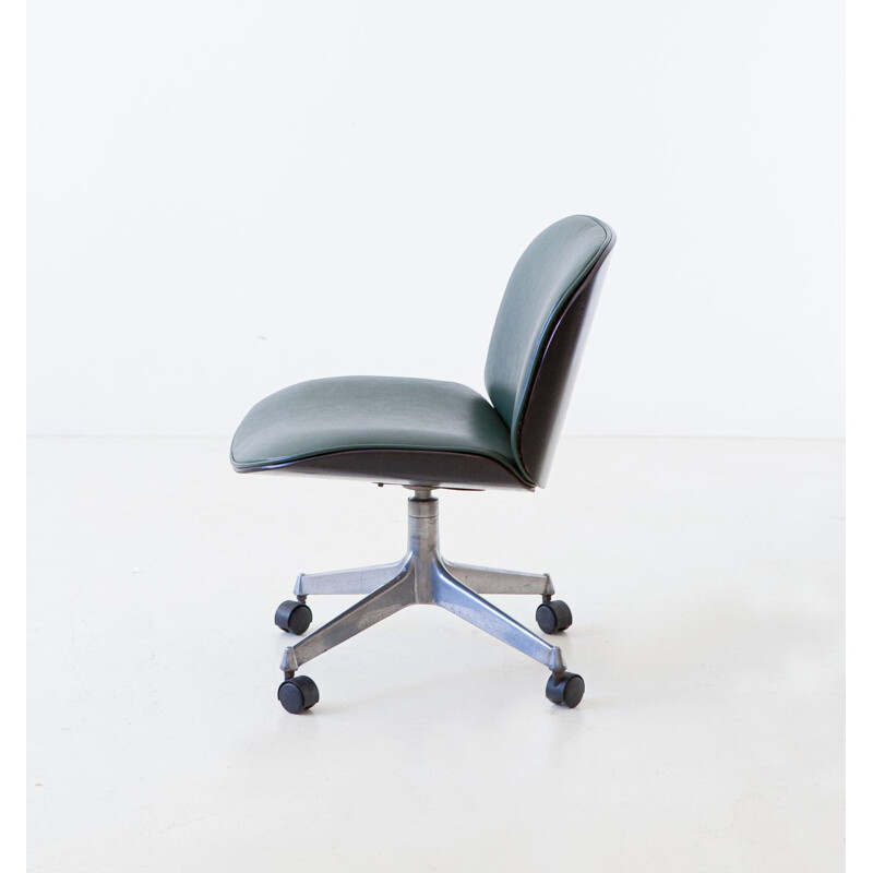 Vintage Green Skai Swivel Desk Chair by Ico Parisi for MIM Roma, 1950