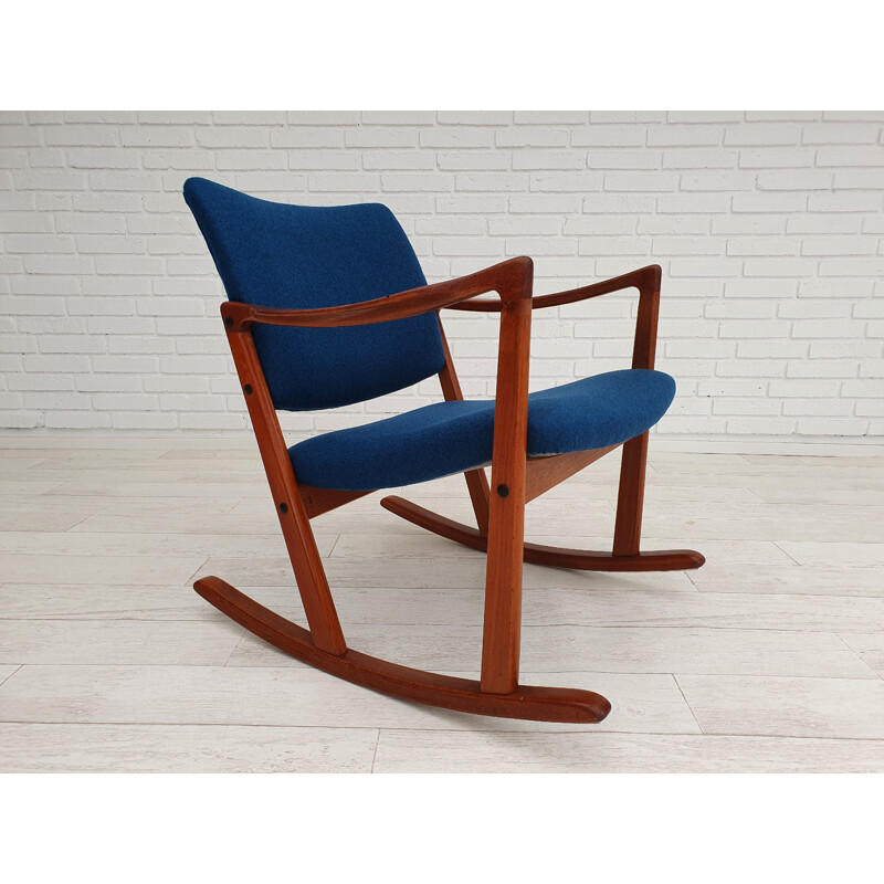  Fauteuil à bascule vintage en bois de teck Danois 1960