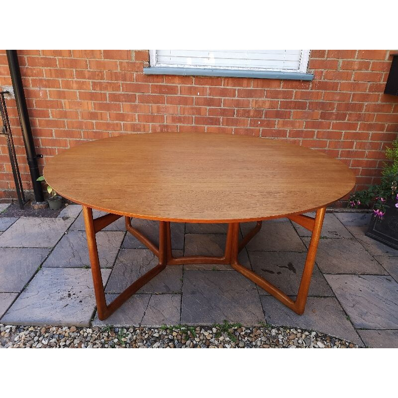 Vintage Danish drop leaf solid teak dining table