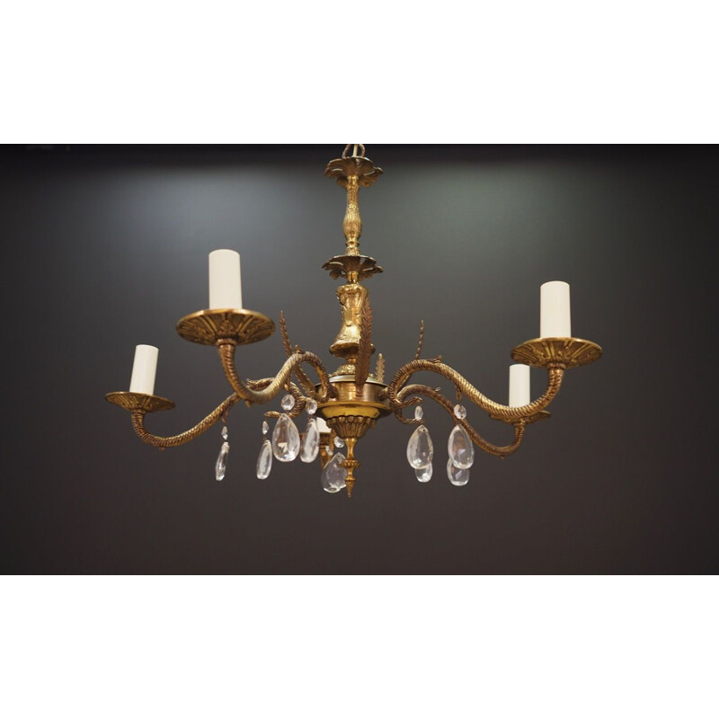 Vintage Scandinavian chandelier in brass 1970