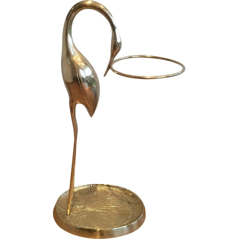 Vintage Brass Umbrella Stand Au Héron 1970