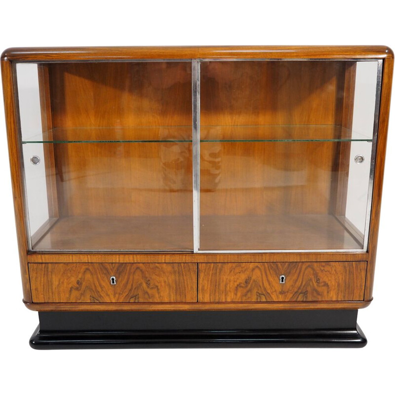 Vintage Walnut Veneer Bar Cabinet Art Deco by Jindřich Halabalafor for UP Závody, 1930