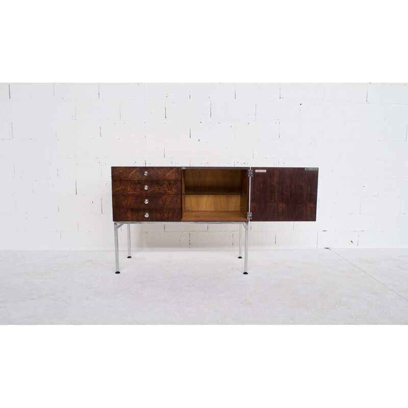 Vintage chest of drawers in rosewood and chromed steel by Alain Richard 1959