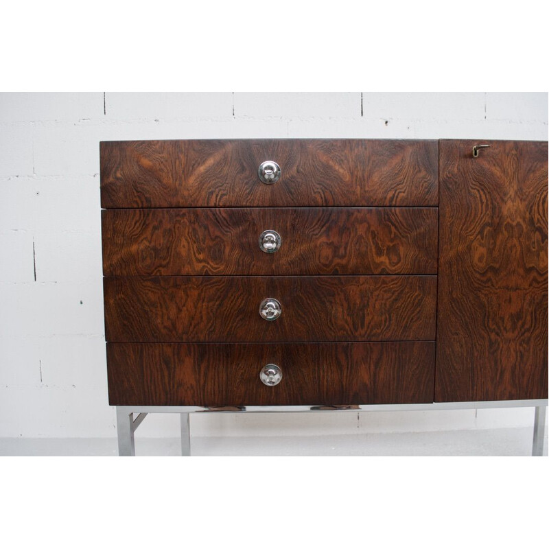 Vintage chest of drawers in rosewood and chromed steel by Alain Richard 1959