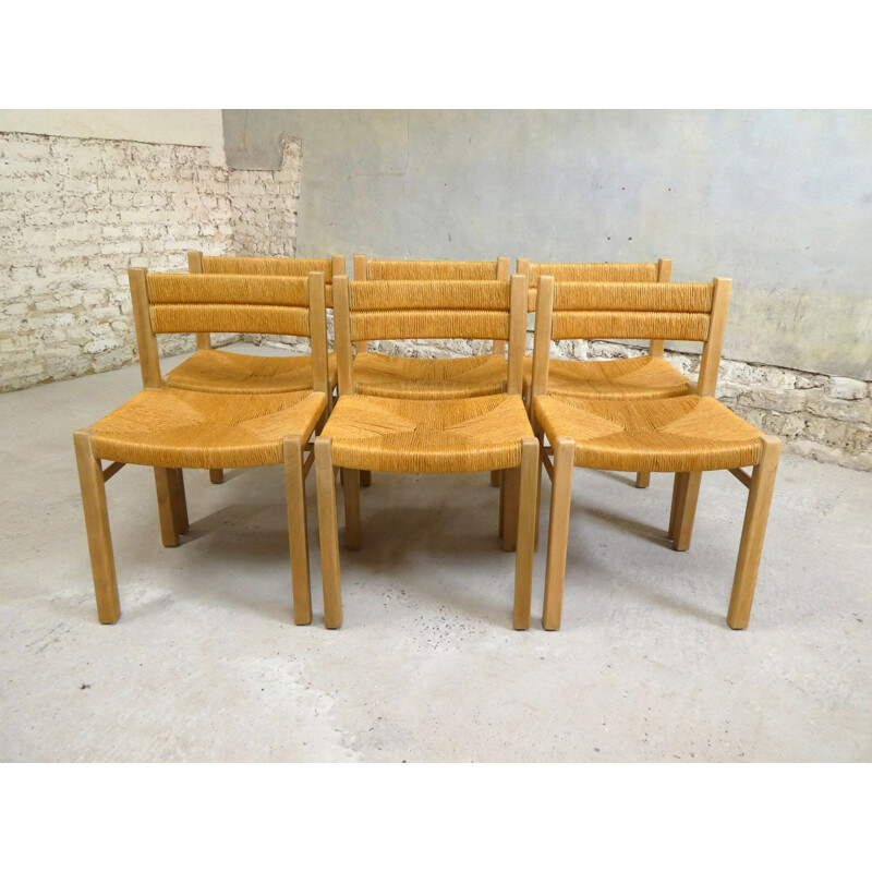 Series of 6 vintage chairs by Pierre Gautier Delaye 1960