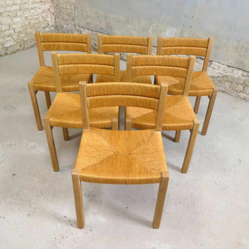 Série de 6 chaises vintage de Pierre Gautier Delaye 1960