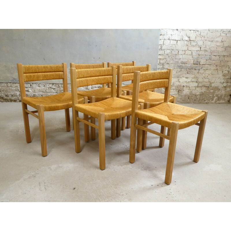 Series of 6 vintage chairs by Pierre Gautier Delaye 1960