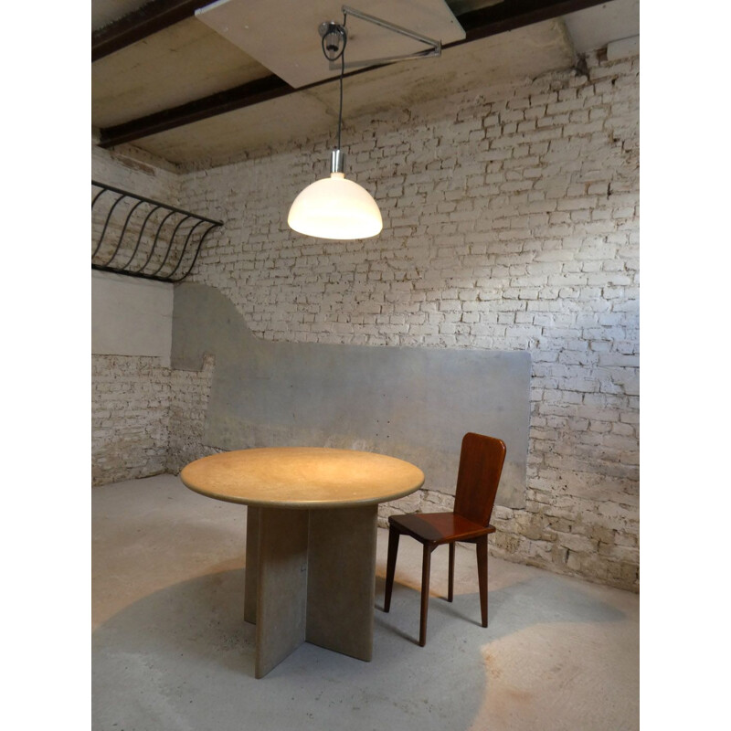 Vintage brown travertine dining table 1970