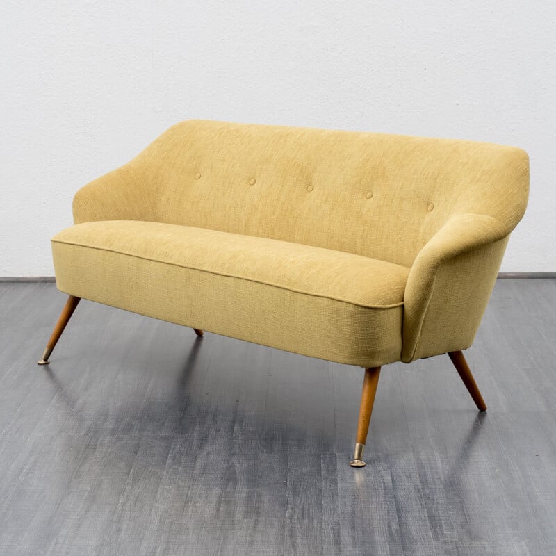 Canapé vintage jaune en tissu - 1950