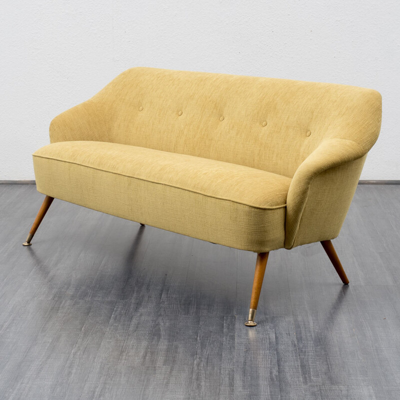 Mid-century yellow sofa in fabric - 1950s