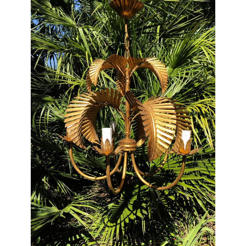 Vintage Hans Kogl palm tree chandelier 1960
