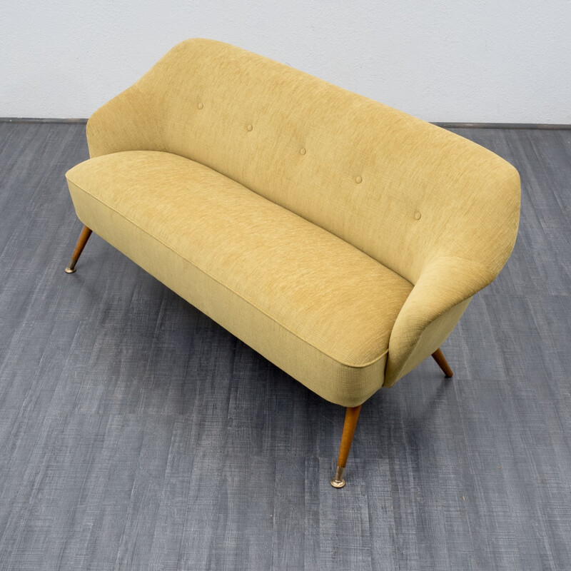 Canapé vintage jaune en tissu - 1950