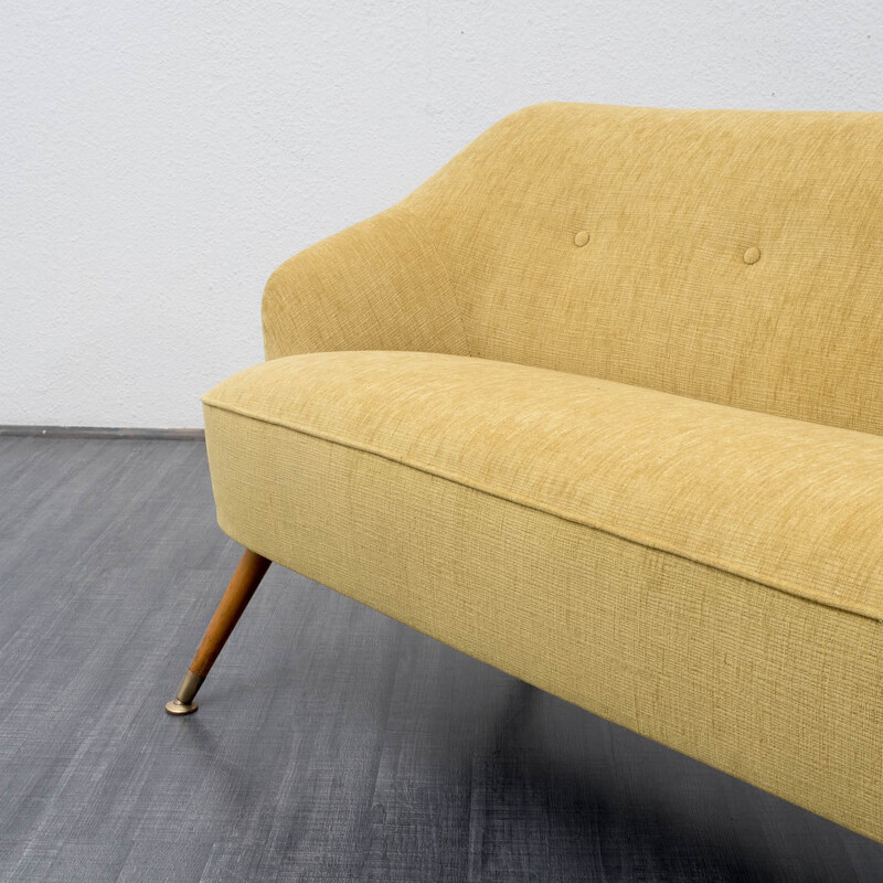 Canapé vintage jaune en tissu - 1950