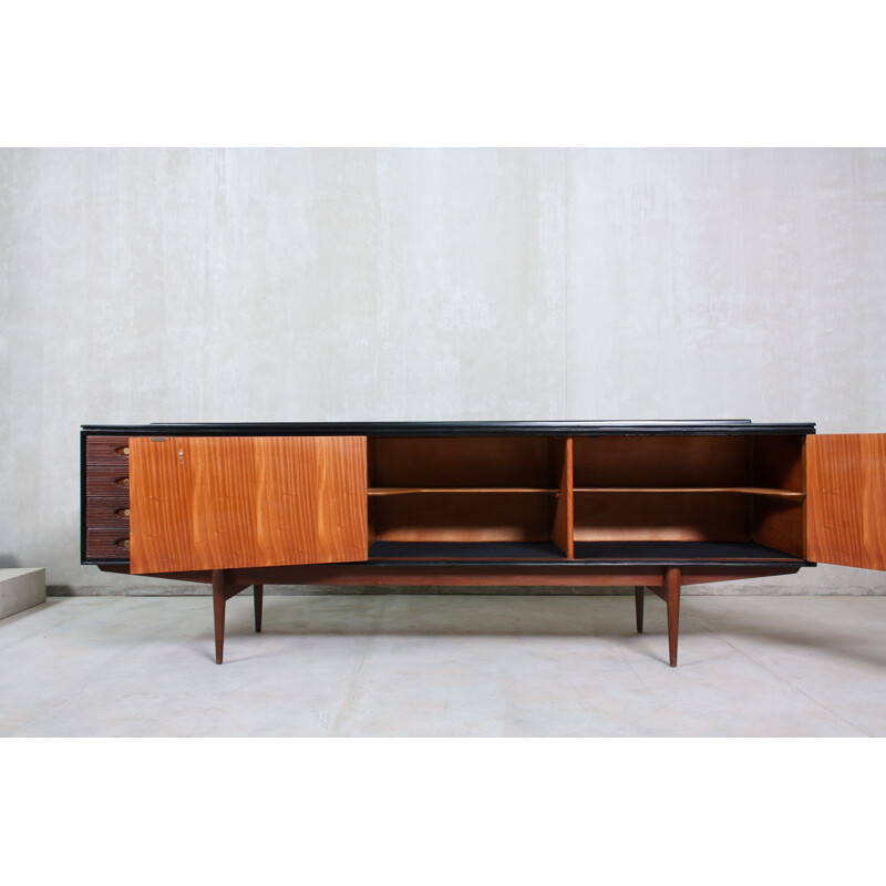 Vintage Sideboard, Black and Teak 1950s