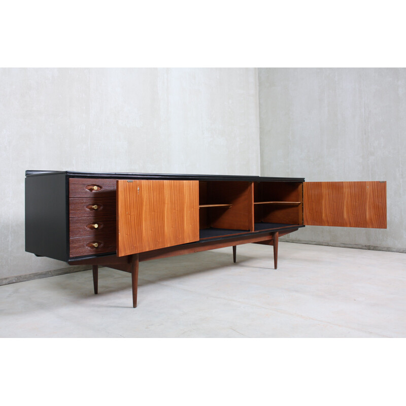 Vintage Sideboard, Black and Teak 1950s