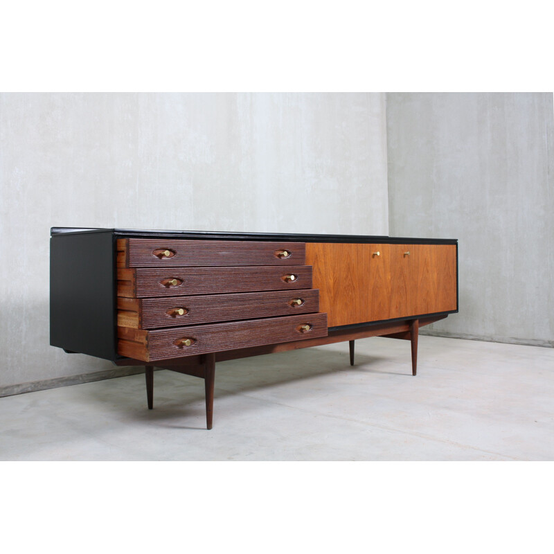 Vintage Sideboard, Black and Teak 1950s