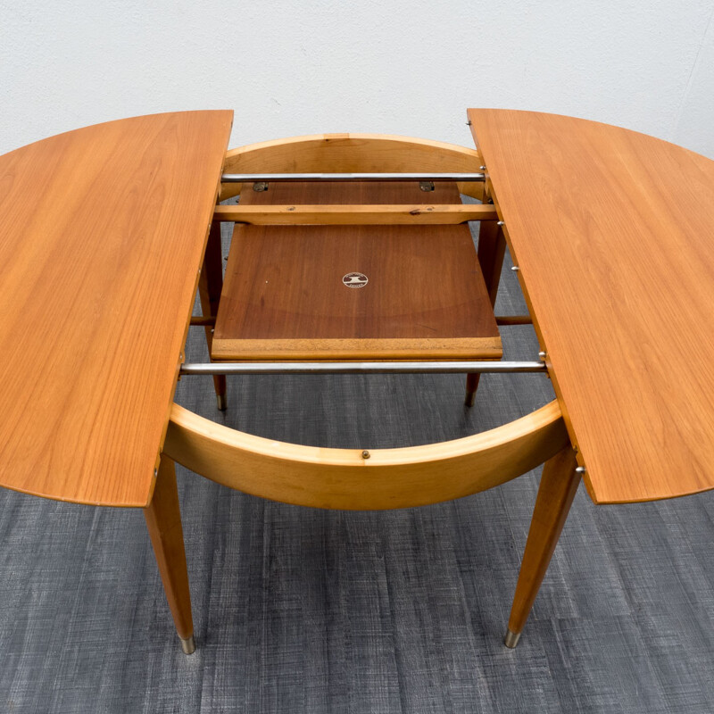 Mid-century Hainke round extendable dining table in ash - 1950s