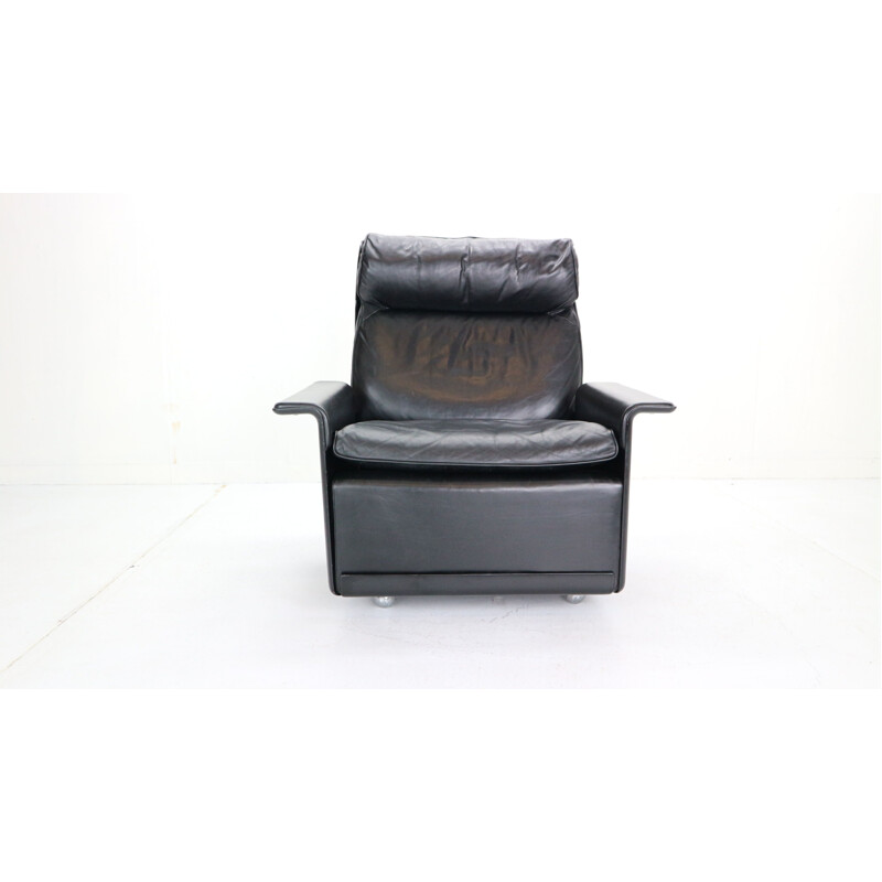 Vintage Black Leather Lounge Chair Dieter Rams "model-620" for Vitsœ, 1970