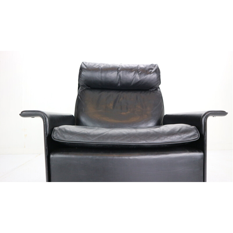 Vintage Black Leather Lounge Chair Dieter Rams "model-620" for Vitsœ, 1970