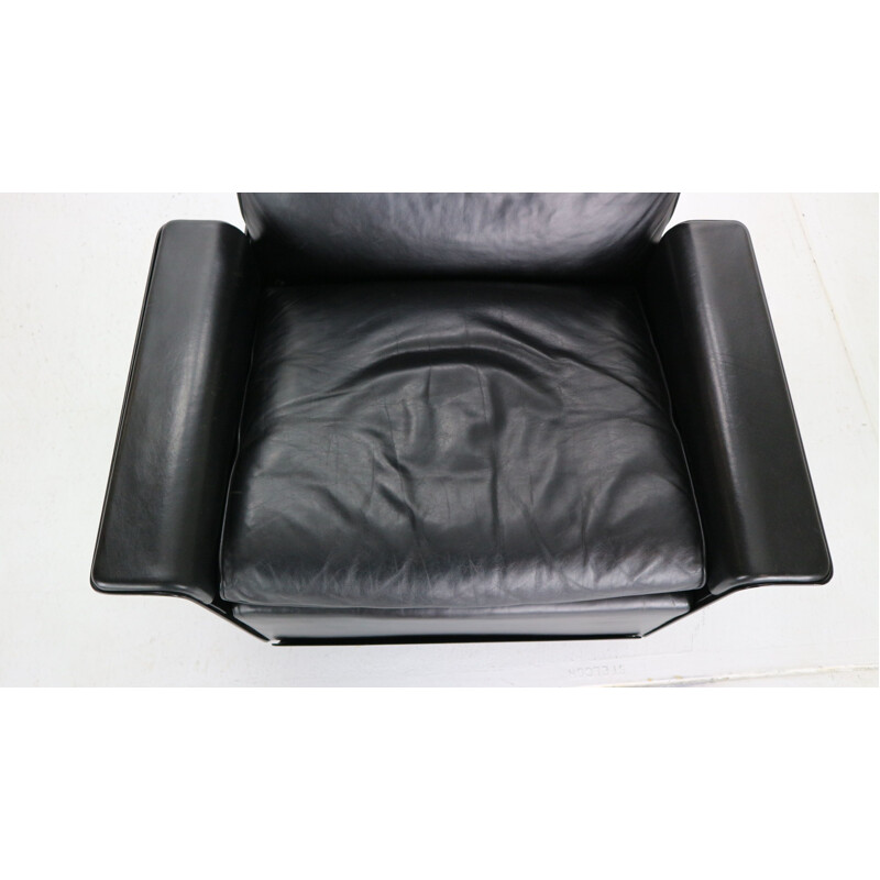 Vintage Black Leather Lounge Chair Dieter Rams "model-620" for Vitsœ, 1970